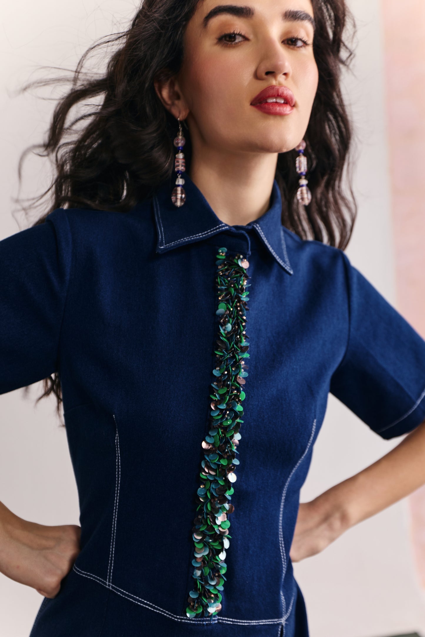 Indigo midi dress