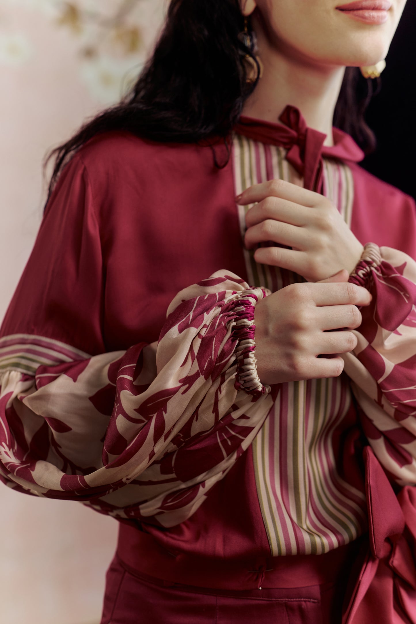 Merlot shirt Coord Set with belt