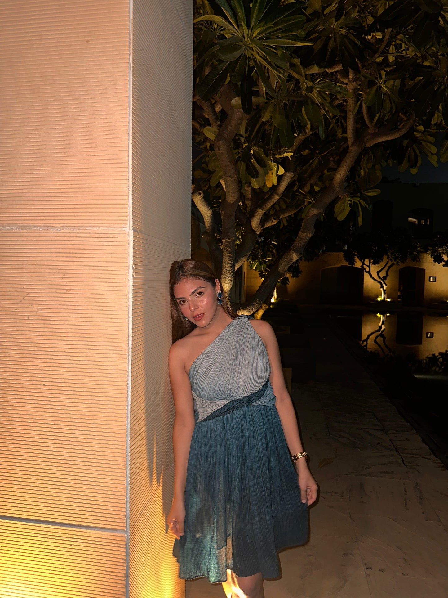 Blue Ombre Drape Dress