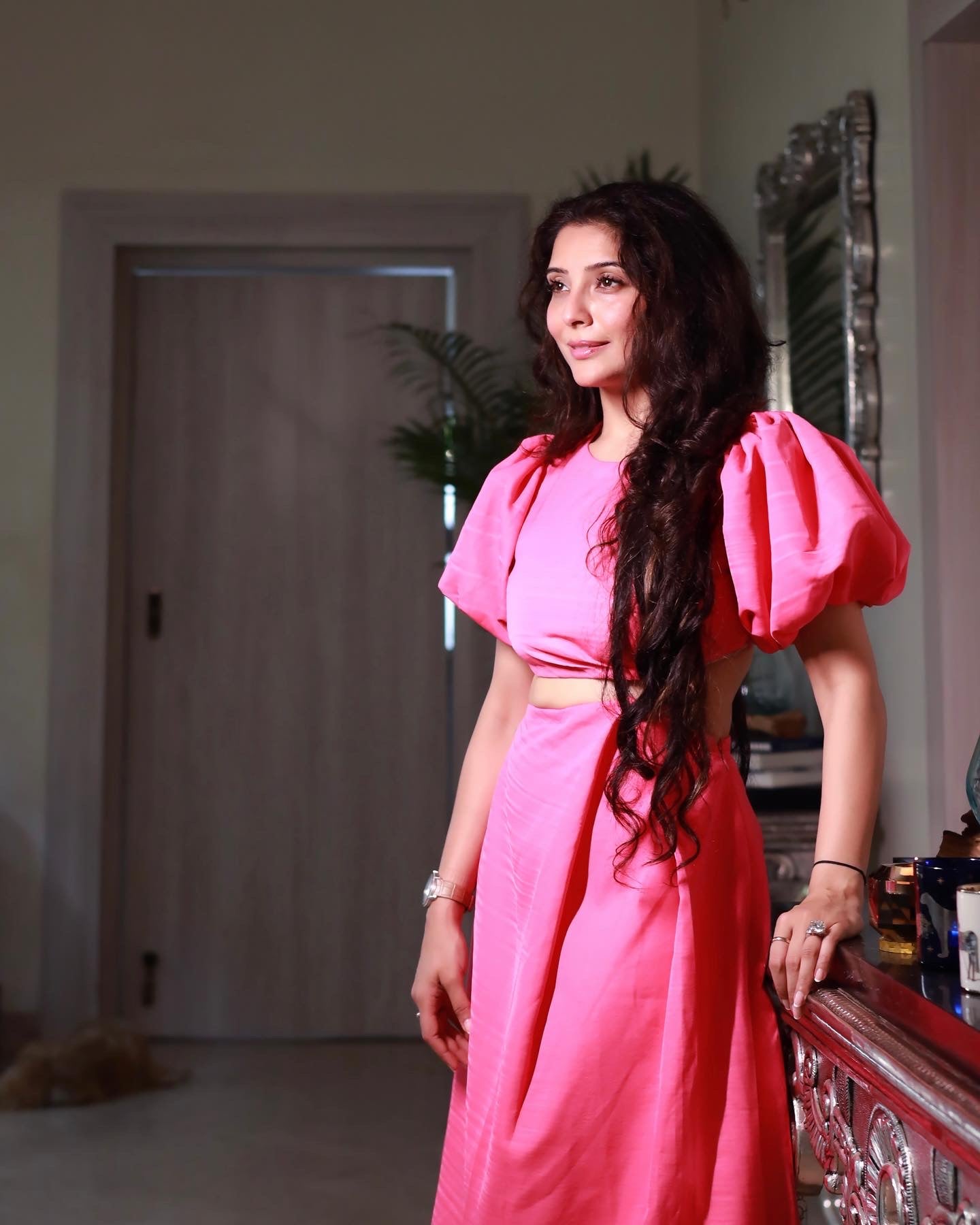 Jai Madaan in our Pink Puffed Sleeve Dress