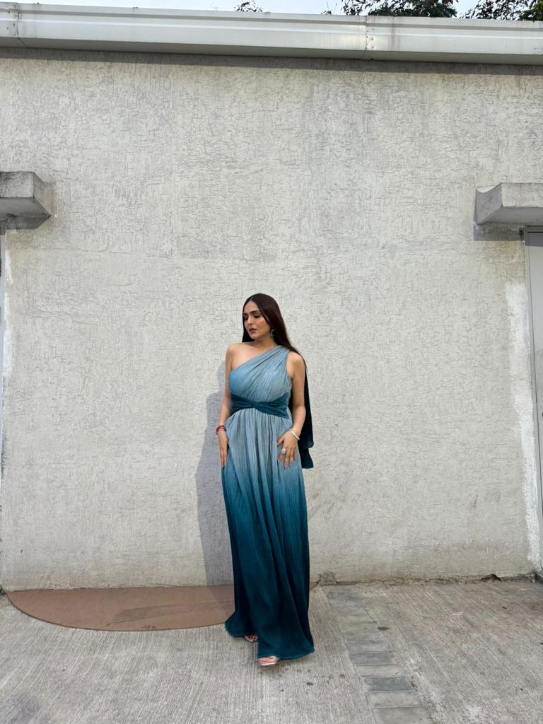 Sonam Chhabra in our Blue Ombre Drape Dress