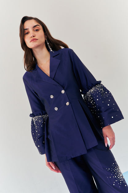 Sapphire sparkle blazer set