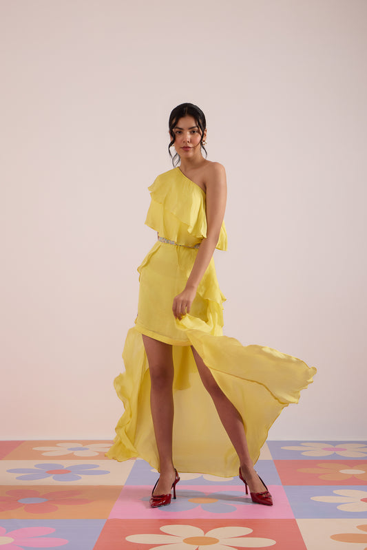 Lemon Love Ruffle Dress