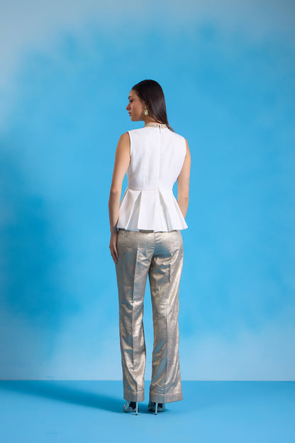 Aurora White Peplum Top – House of Heather - Main Image