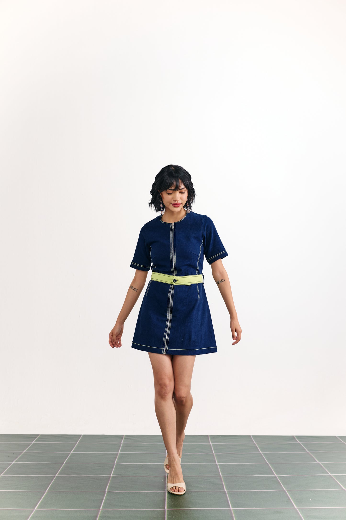 Indigo Belted Neon Dress