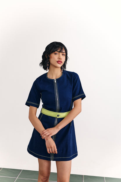 Indigo Belted Neon Dress