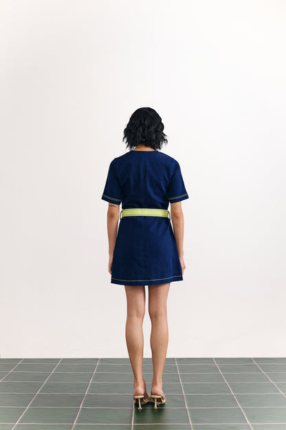 Indigo Belted Neon Dress