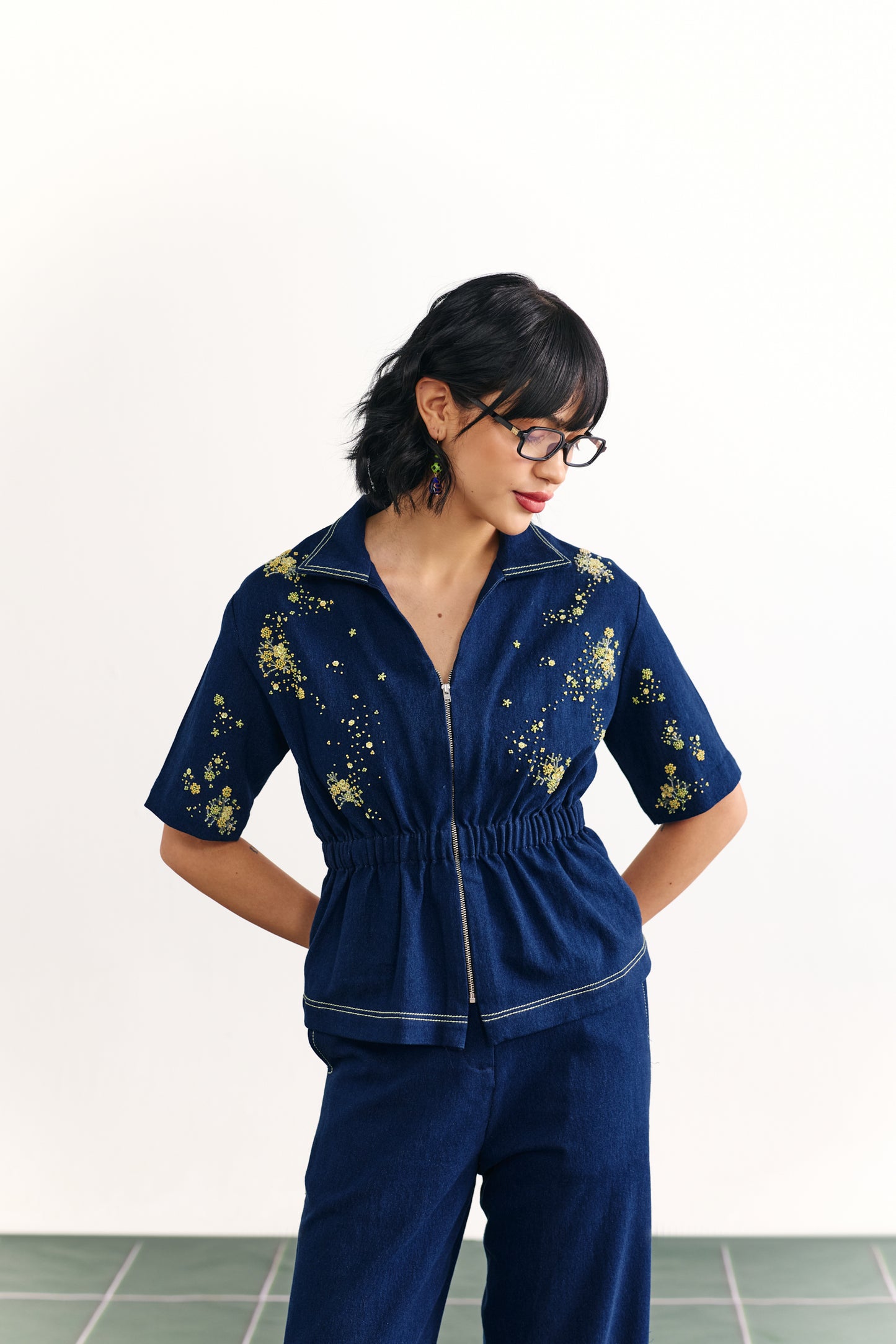 Indigo neon peplum coord