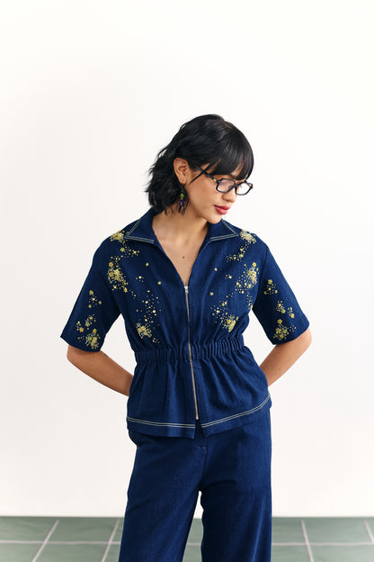 Indigo neon peplum coord