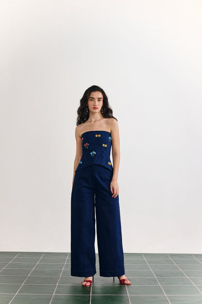 Indigo fleur corset