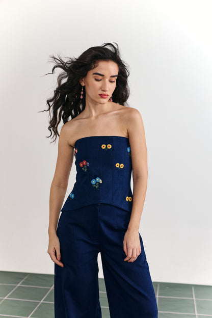 Indigo fleur corset
