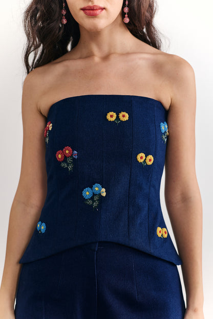 Indigo fleur corset
