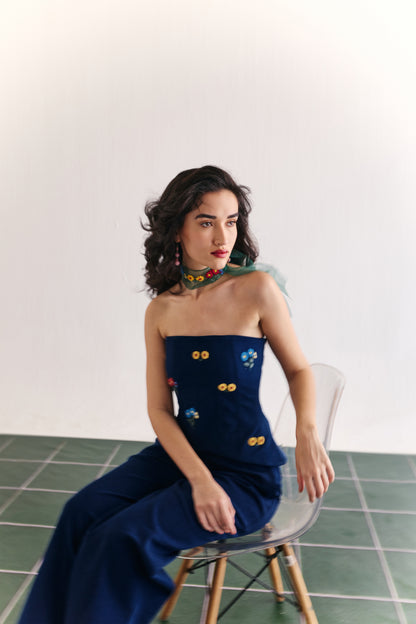 Indigo fleur corset