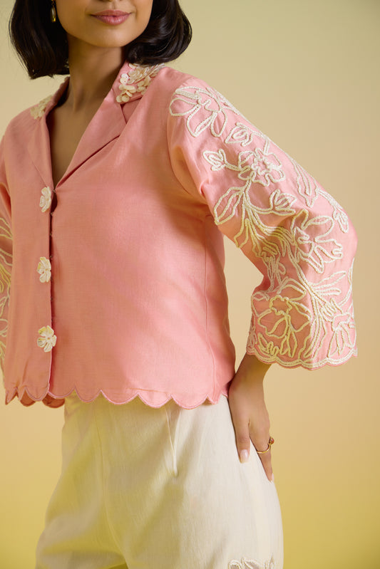 Rosé embroidered shirt