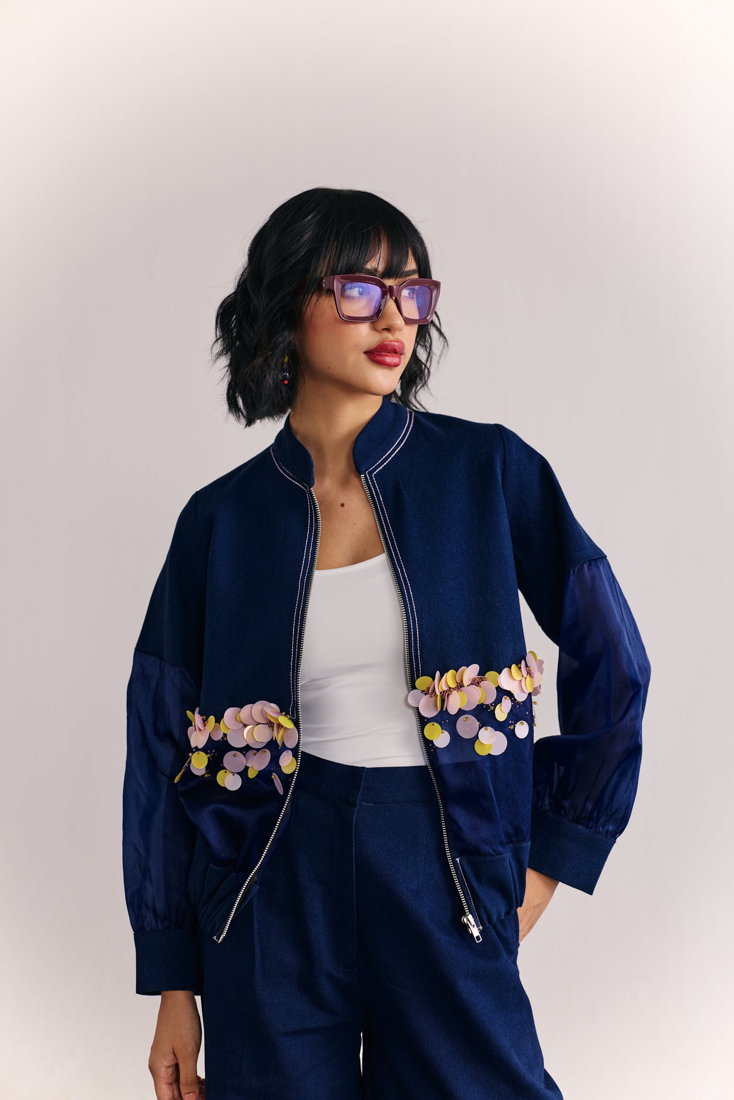 Indigo bloom bomber coord