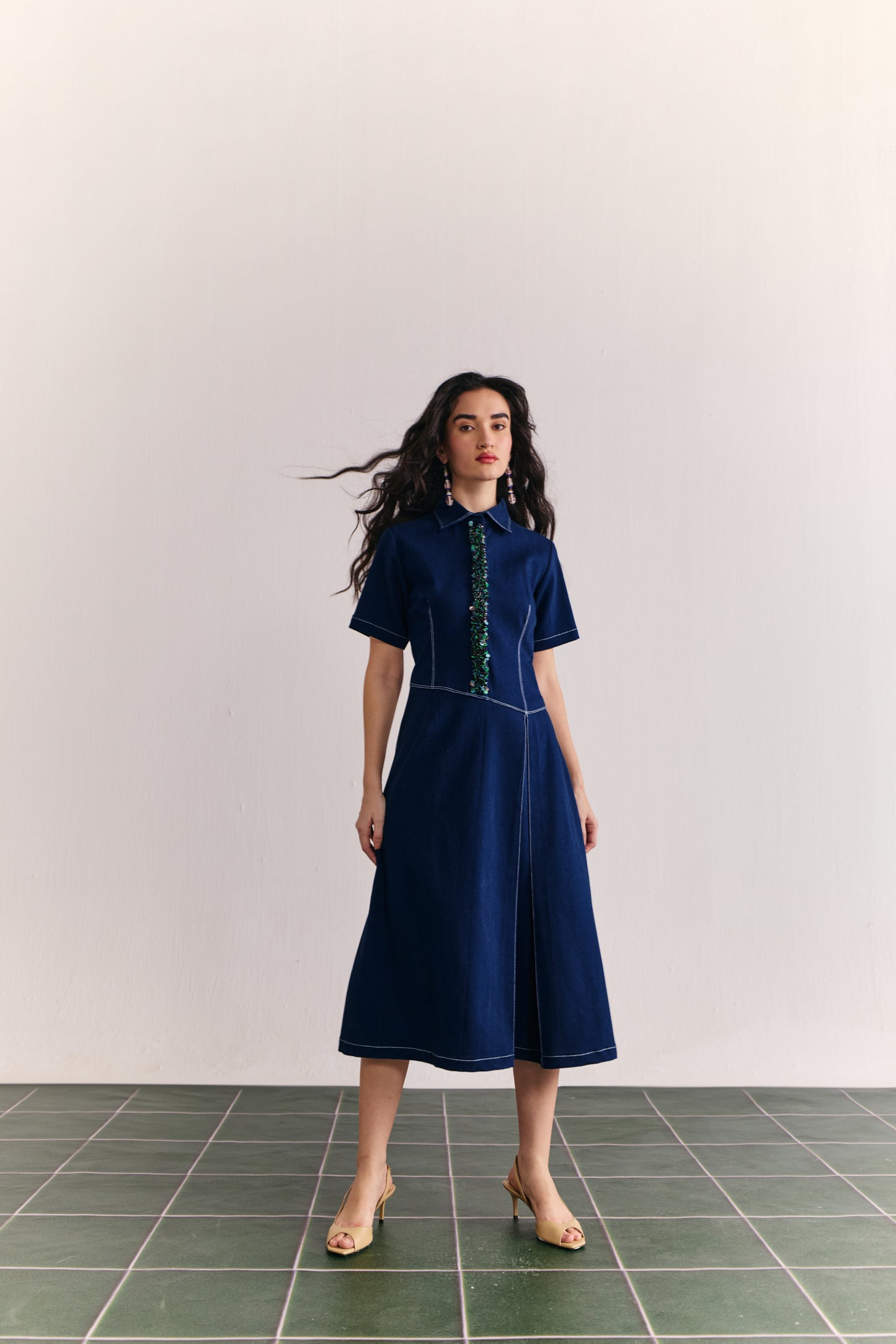 Indigo midi dress