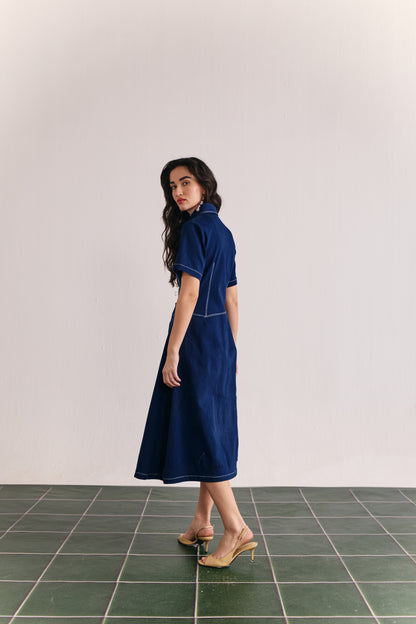 Indigo midi dress