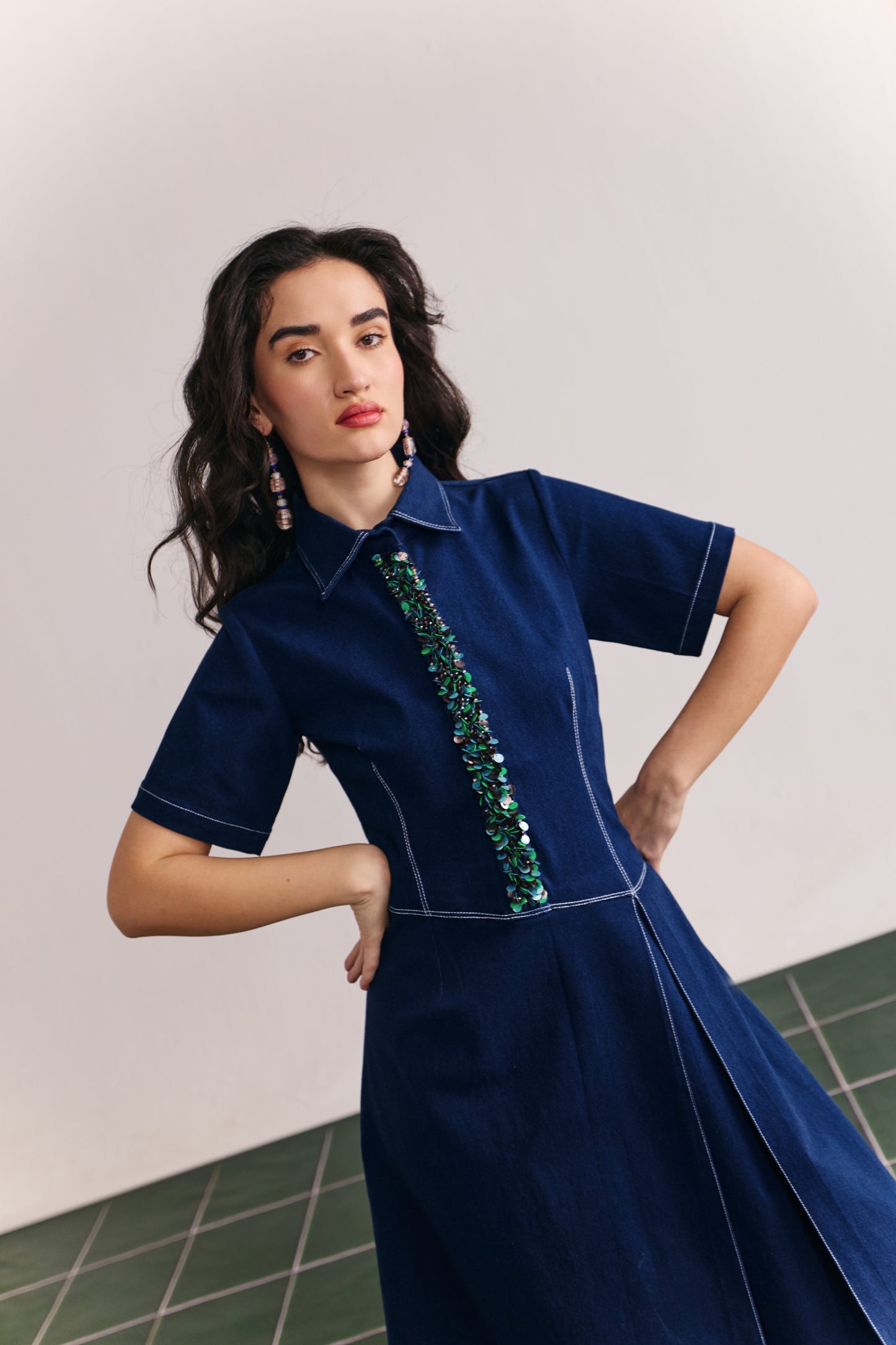 Indigo midi dress