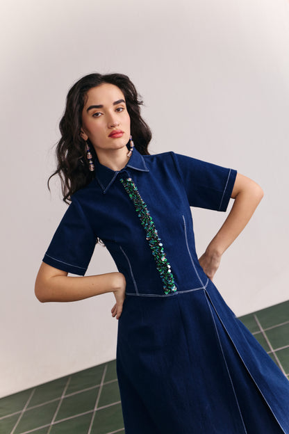 Indigo midi dress