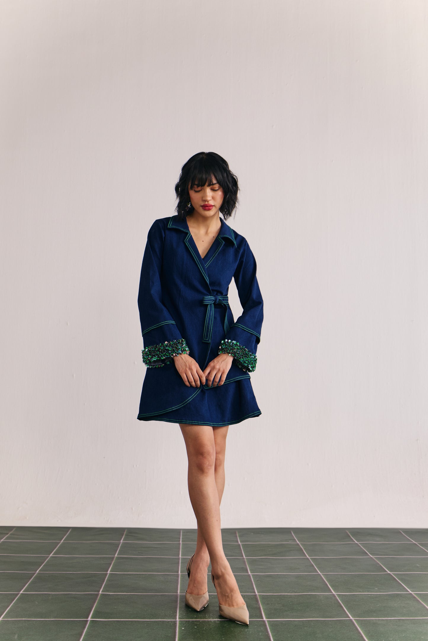 Indigo wrap dress