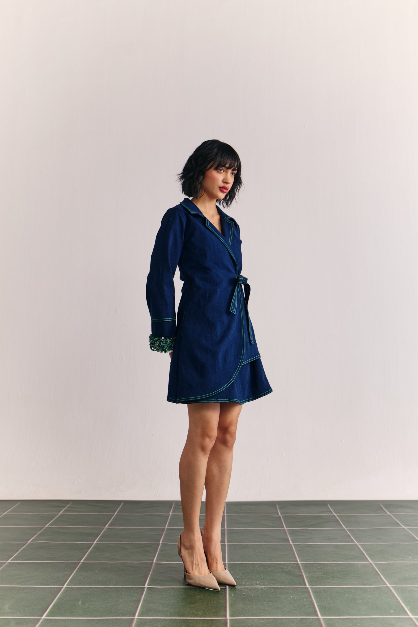 Indigo wrap dress