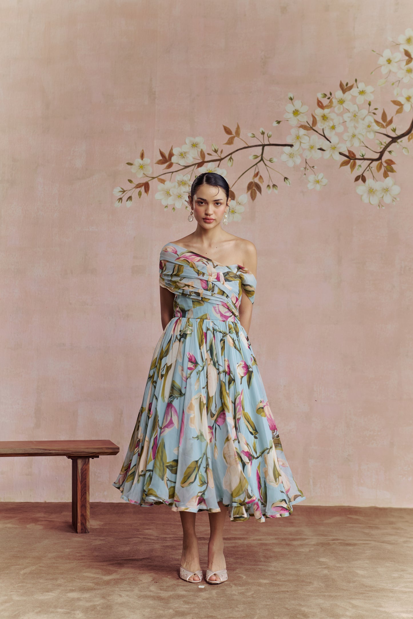 Magnolia off shoulder midi dress