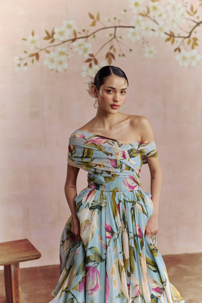 Magnolia off shoulder midi dress