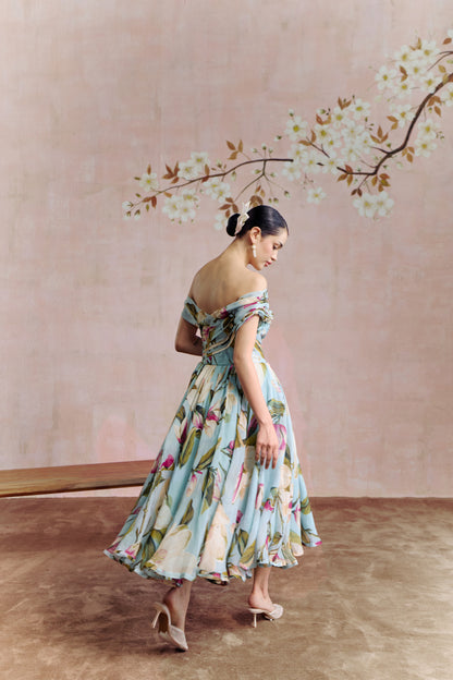 Magnolia off shoulder midi dress