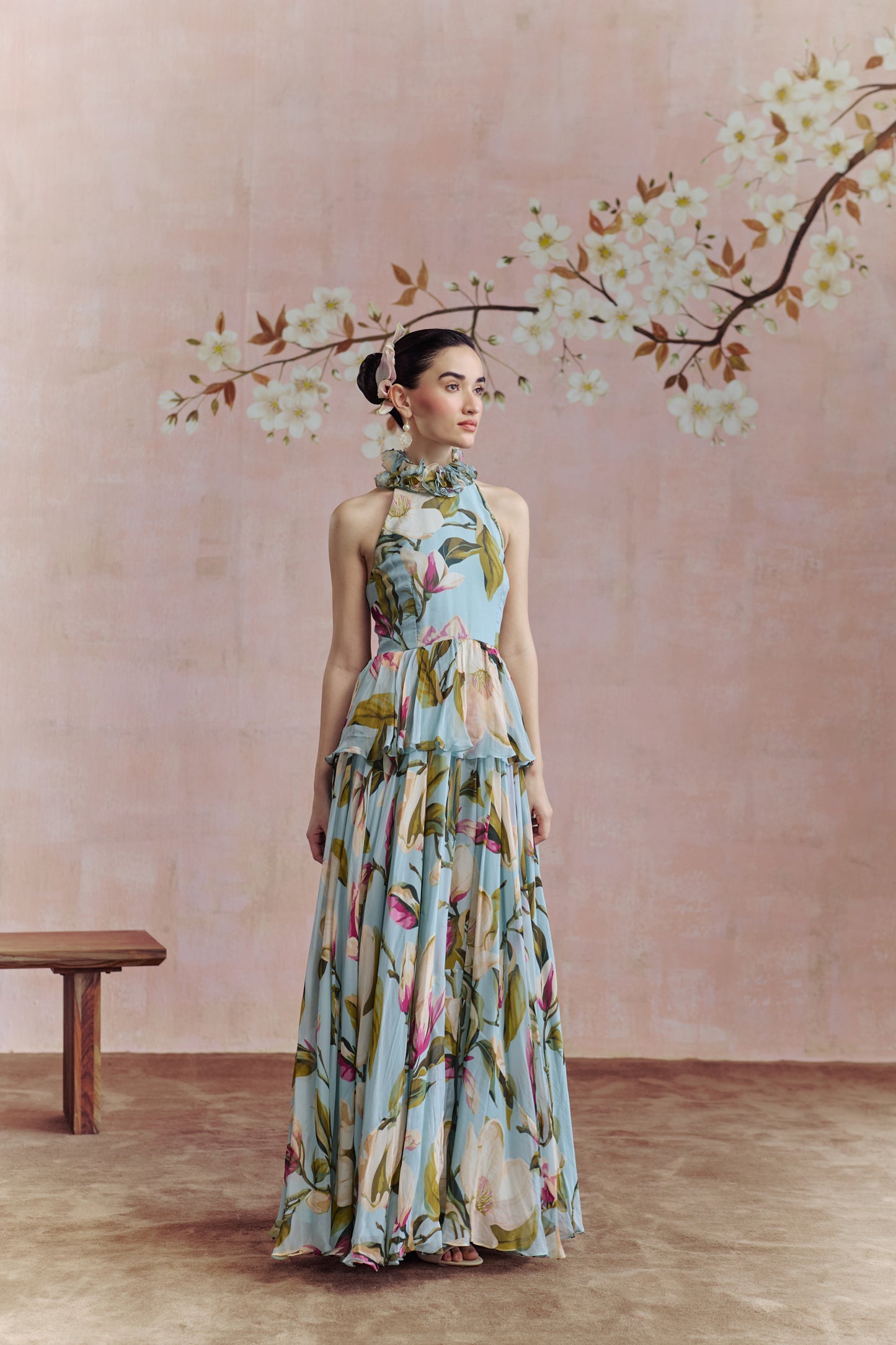 Magnolia halter-neck maxi dress