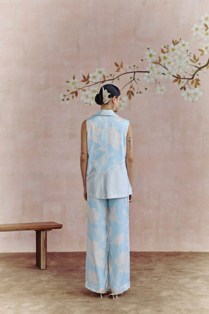 Aqua Bloom Vest Coord set