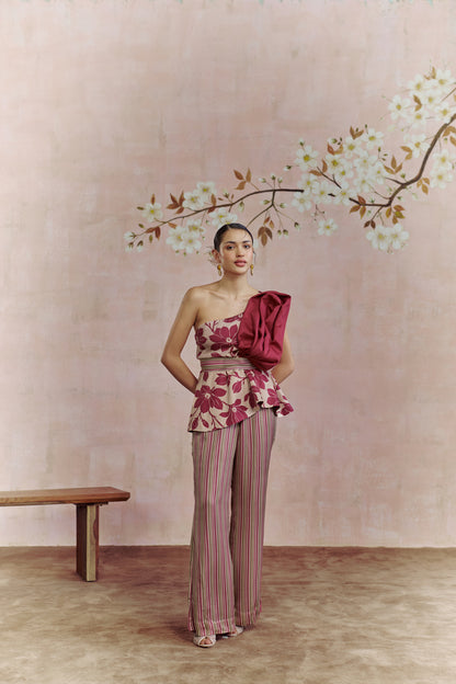 Merlot one shoulder co-ord set
