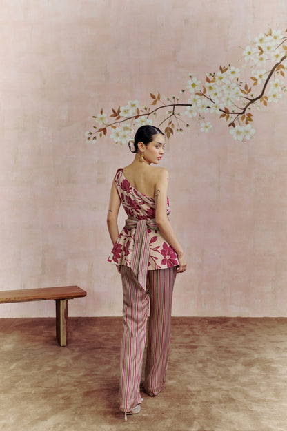 Merlot one shoulder co-ord set