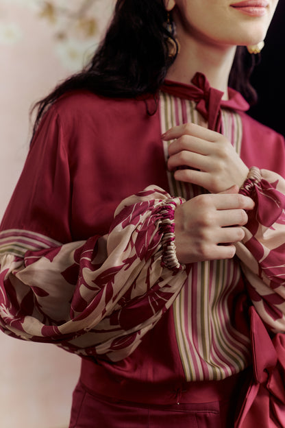 Merlot shirt Coord Set with belt