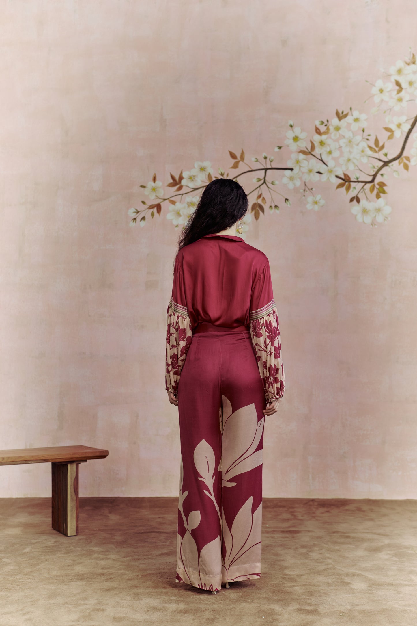 Merlot shirt Coord Set with belt