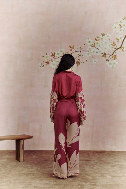 Merlot shirt Coord Set with belt
