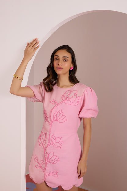 Coral Pink Scallop Dress