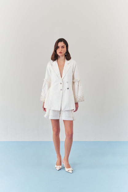 Moonlit pearl embellished blazer set