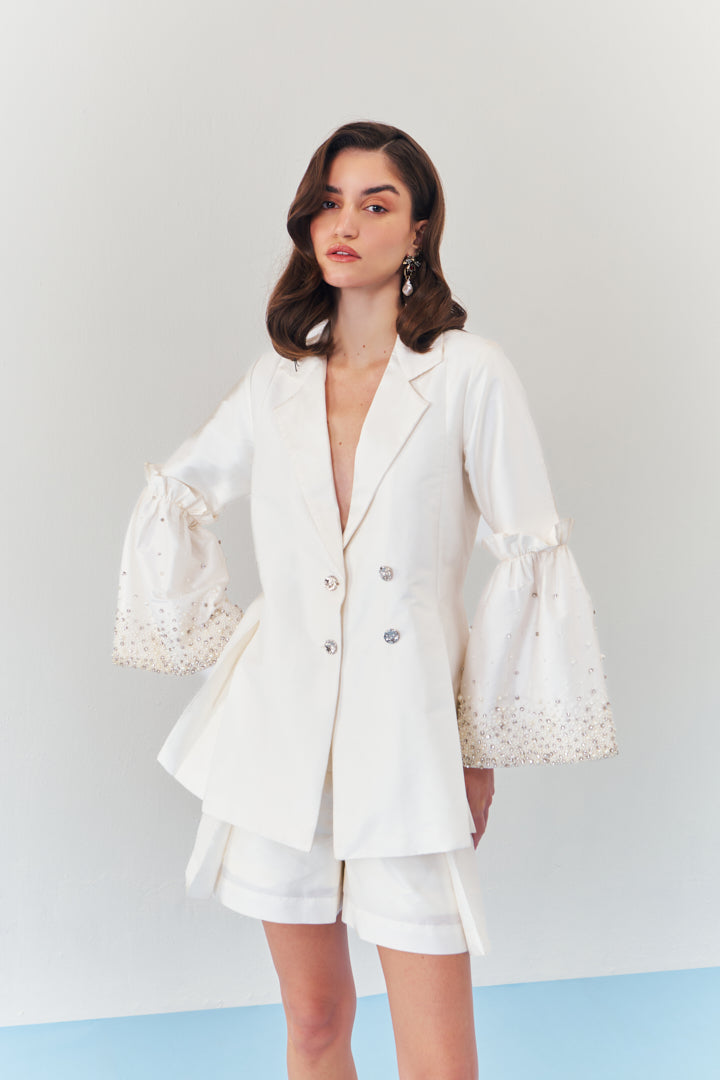 Moonlit pearl embellished blazer set