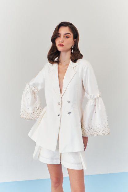 Moonlit pearl embellished blazer set
