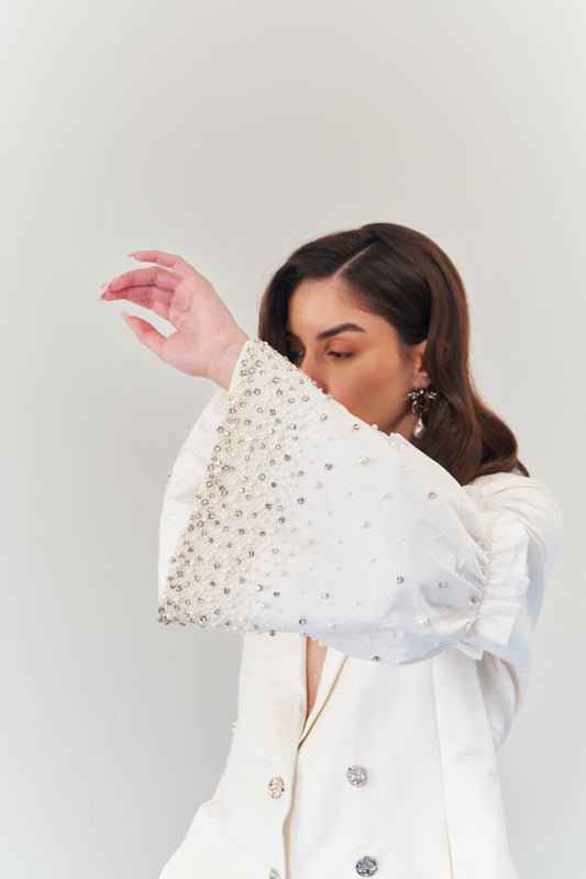 Moonlit pearl embellished blazer set