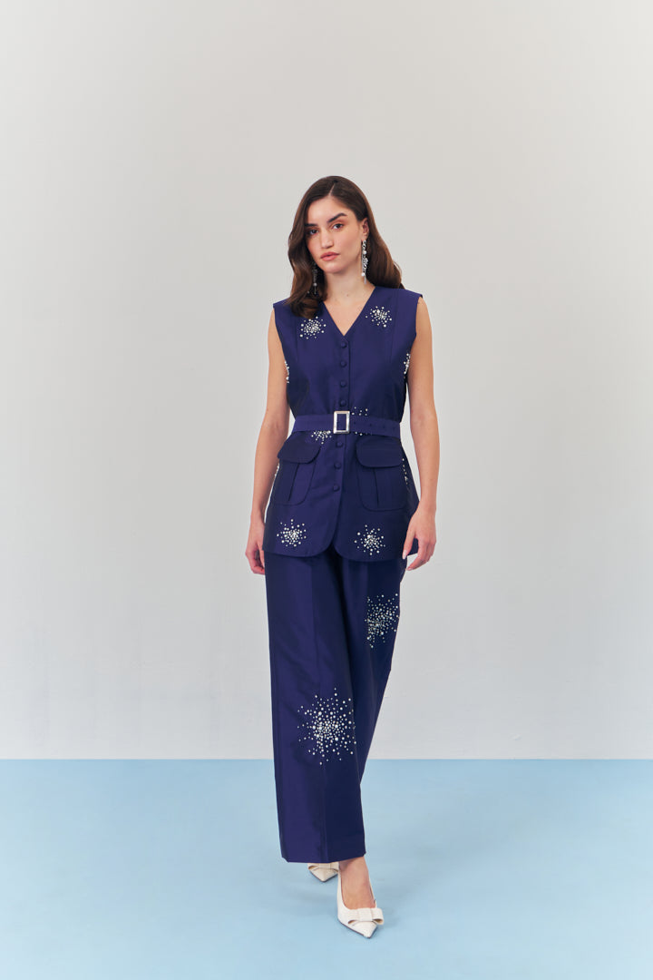 Sapphire sparkle vest co-ord set