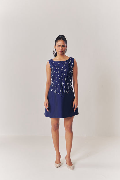 Sapphire sparkle A-line dress
