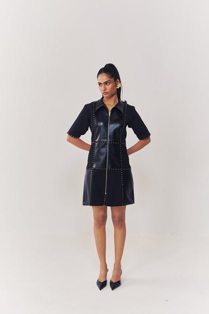 Regalia detailed short dress with sleeves