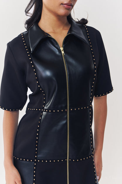 Regalia detailed short dress with sleeves