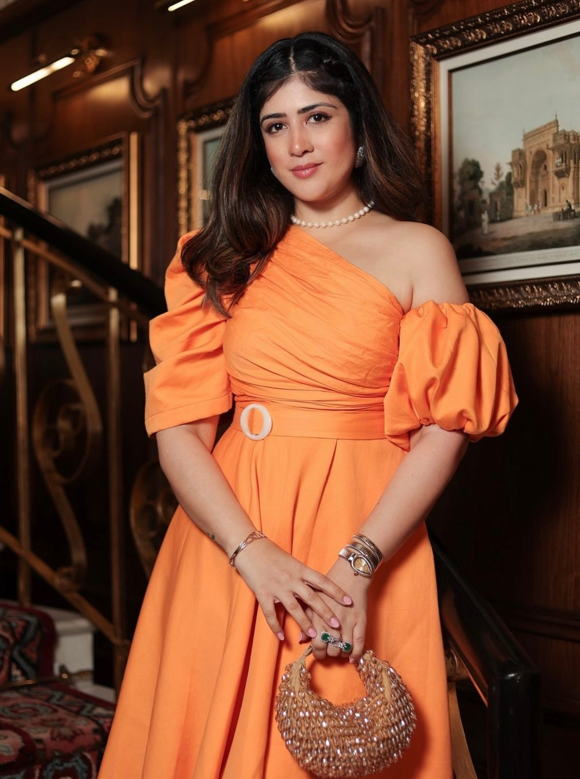 Varsha Dhingra in our Orange Puff Sleeve Dress