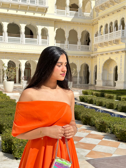 Orange Flared Mini Dress