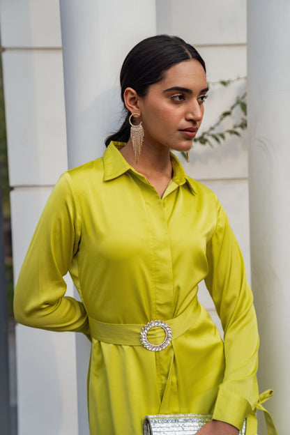 Apple Green Satin Dress