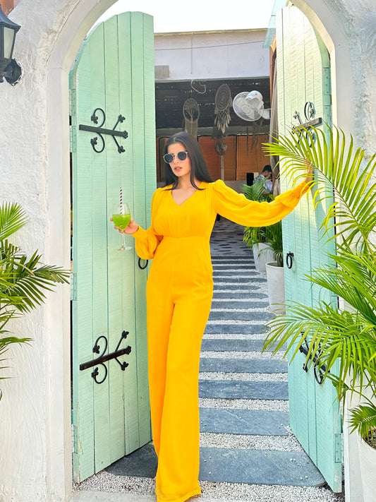 Yellow Chiffon Jumpsuit