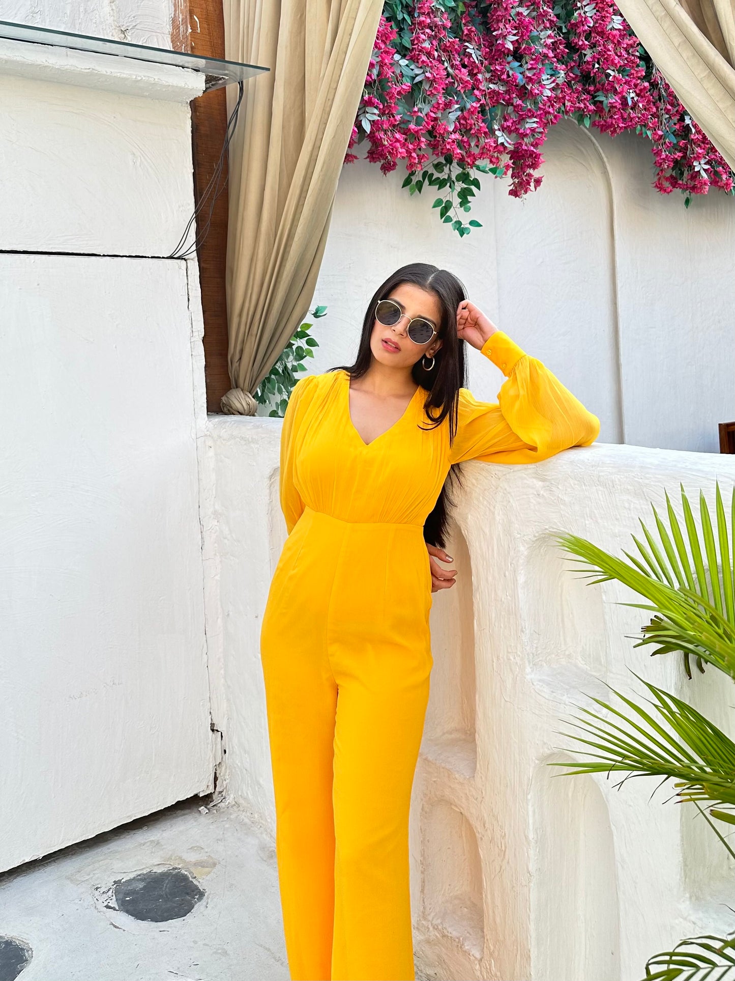 Yellow Chiffon Jumpsuit