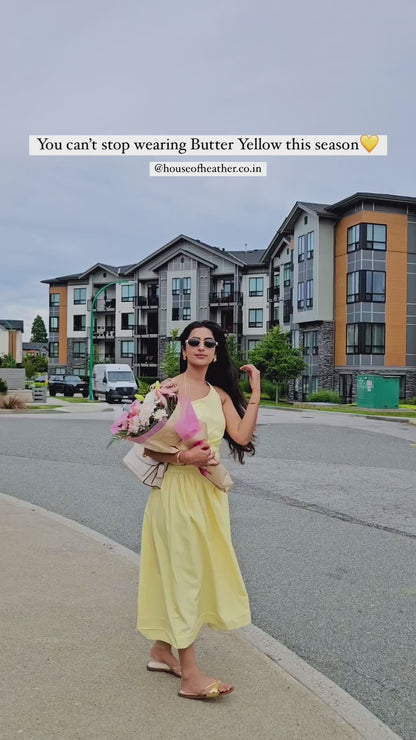 Bhavdeep Kaur in our Lime Yellow Asymmetrical Dress